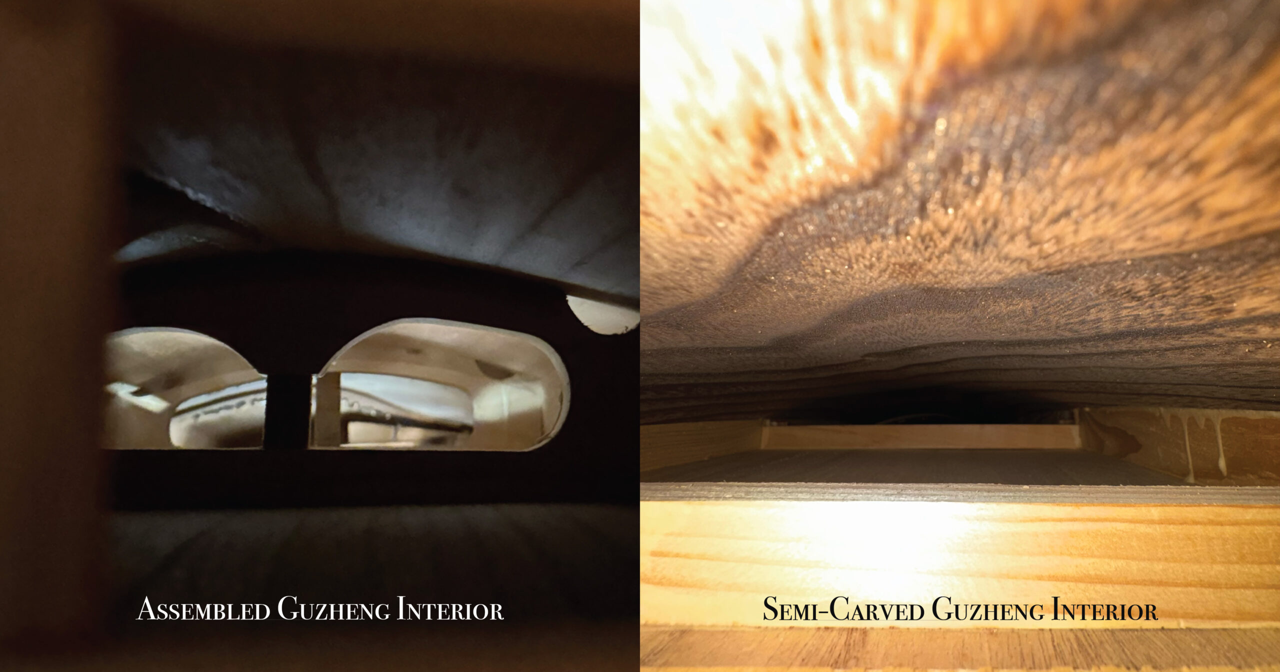 Assembled vs Semi-Carved Guzheng interior comparison